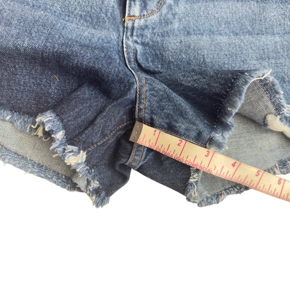 Marine Layer Sasha Denim Shorts High-Waisted Washed Size 27 raw cut hem cotton - Picture 9 of 14